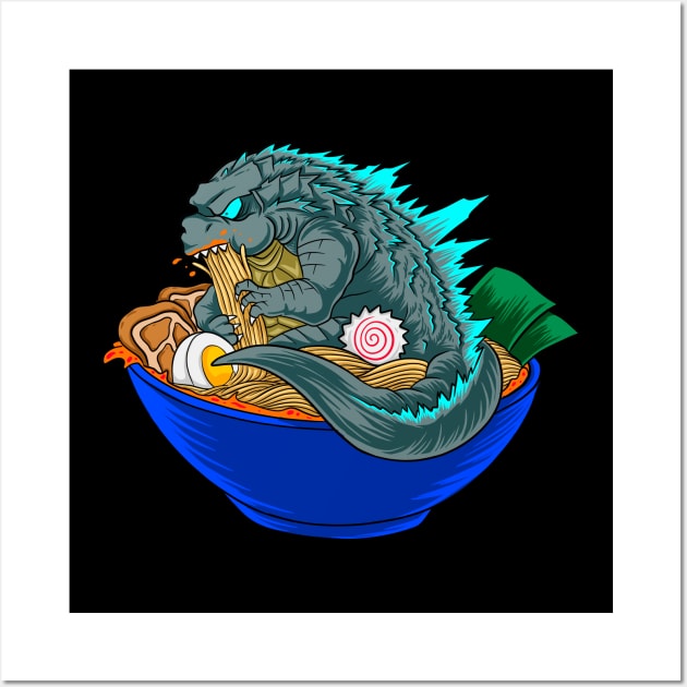 godzilla tshirt ramen Wall Art by opoyostudio